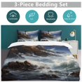 thumbnail image 5 of Lighthouse Sunrise Coast Scenery Pale Blue Tan Duvet Cover Set King Size for Bedroom Decoration Print Bedding Set Comforter Cover Decorative Microfiber with 2 Pillow Sham Multicolor, 5 of 6