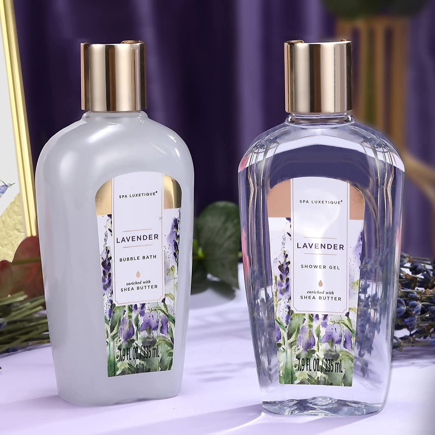 Spa Luxetique Bath Gift Sets for Women Lavender Self Body Care Baskets - 10 Pcs Home Spa Relaxing Birthday Gifts for Her with Tote Bag
