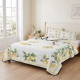 thumbnail image 2 of Full Quilt Set 78''x90'', Lemon Yellow Lightweight Bedspread Coverlet Set with 2 Pillow Shams, Modern Country Flower Floral Summer Spring Breathable All Season Quilt Bedding for Bedroom/Guest Room, 2 of 9