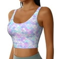 thumbnail image 2 of Fotbe Rainbow Scales Pattern Womens' Sports Bra Longline Wirefree Padded with Medium Support Sports Moisture-Wicking Workou Vest,Tank Top-, 2 of 7