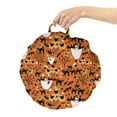 thumbnail image 2 of Halloween Round Floor Cushion with Handle, Spooky Cartoon Pattern of Ghost Cats Bats Spiders and Trees, Decorative Pillow for Living Room & Dorms, 18" Round, Burnt Orange Multicolor, by Ambesonne, 2 of 4