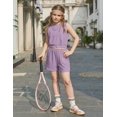 thumbnail image 3 of Arshiner Girls Summer Outfits 2 Piece Short Sets Sleeveless Tops and Shorts with Pockets Kids Clothes, 3 of 6