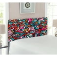 thumbnail image 2 of Abstract Headboard, Colorful Florals Sunflower Mosaic Curl Ornaments Stained Glass Inspired Design, Upholstered Decorative Metal Bed Headboard with Memory Foam, Twin Size, Multicolor, by Ambesonne, 2 of 4
