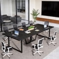 thumbnail image 2 of 8FT Large Conference Table For 10 People Industrial Rectangular Meeting Table With 2 Cable Grommets Sturdy MDF Metal Frame For Home Office Studio Business (Black), 2 of 9