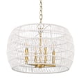 thumbnail image 1 of Ellie 4-Light Chandelier in Modern Brushed Gold with Bleached White Raphia Rope, 1 of 12