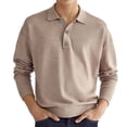 thumbnail image 3 of Top informal para hombre, cuello vuelto, botón frontal, manga larga, transpirable, Top de ajuste informal para hombre para otoño, 3 of 6