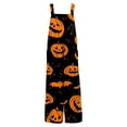 thumbnail image 5 of Women's Halloween Jumpsuits Castle Pumpkin Sleeveless Backless Funny Rompers Ghost Skull Halter Spooky Overalls, M, 5 of 5