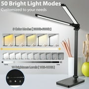Adjustable Foldable Desk Lamp for Home Office,Double Swing Arm Bright LED Desk Light,Eye-Caring Architect Task Lamp,Touch Control Desktop Lamp Dimmable Table Desk Light for Work/Study/Craft