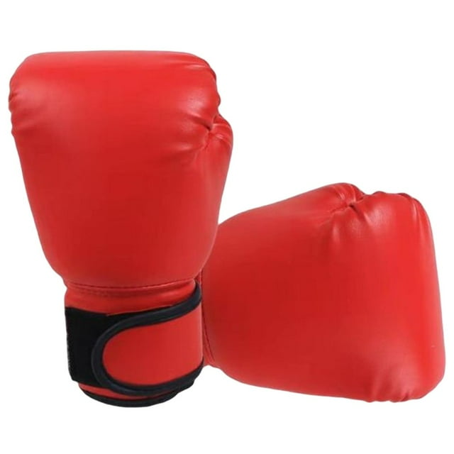 Boxing Gloves Kick Boxing Leather Sparring Heavy Bag Workout MMA Gloves Adult and Children Red Adult