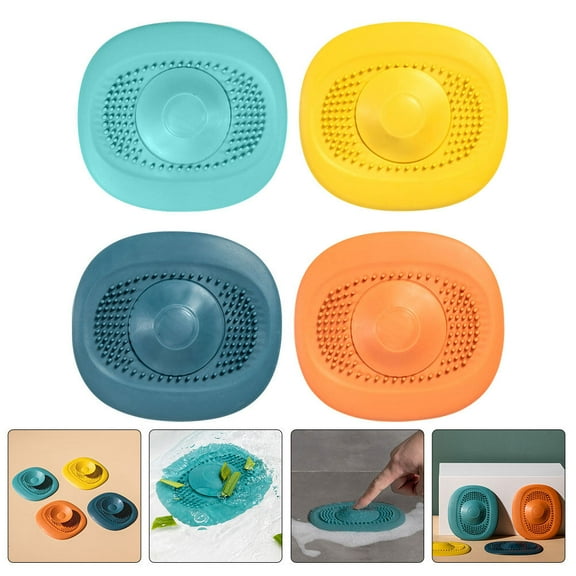 PAMINGONO 4Pcs Orange Bathtub Drain Cover Bathroom Tub Drain Strainer High-Grade Silicone Easy Cleaning