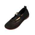 thumbnail image 3 of Domuza Women's Knit Mesh Square Toe Loafers, breathable slip-on flats with ankle strap, comfy for office and daily dressy wear. Black 9（EU-42）, 3 of 5