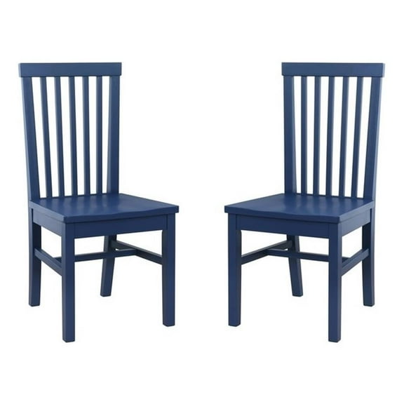 Bowery Hill Modern Set of Two Wood Side Dining Chairs in Navy Blue