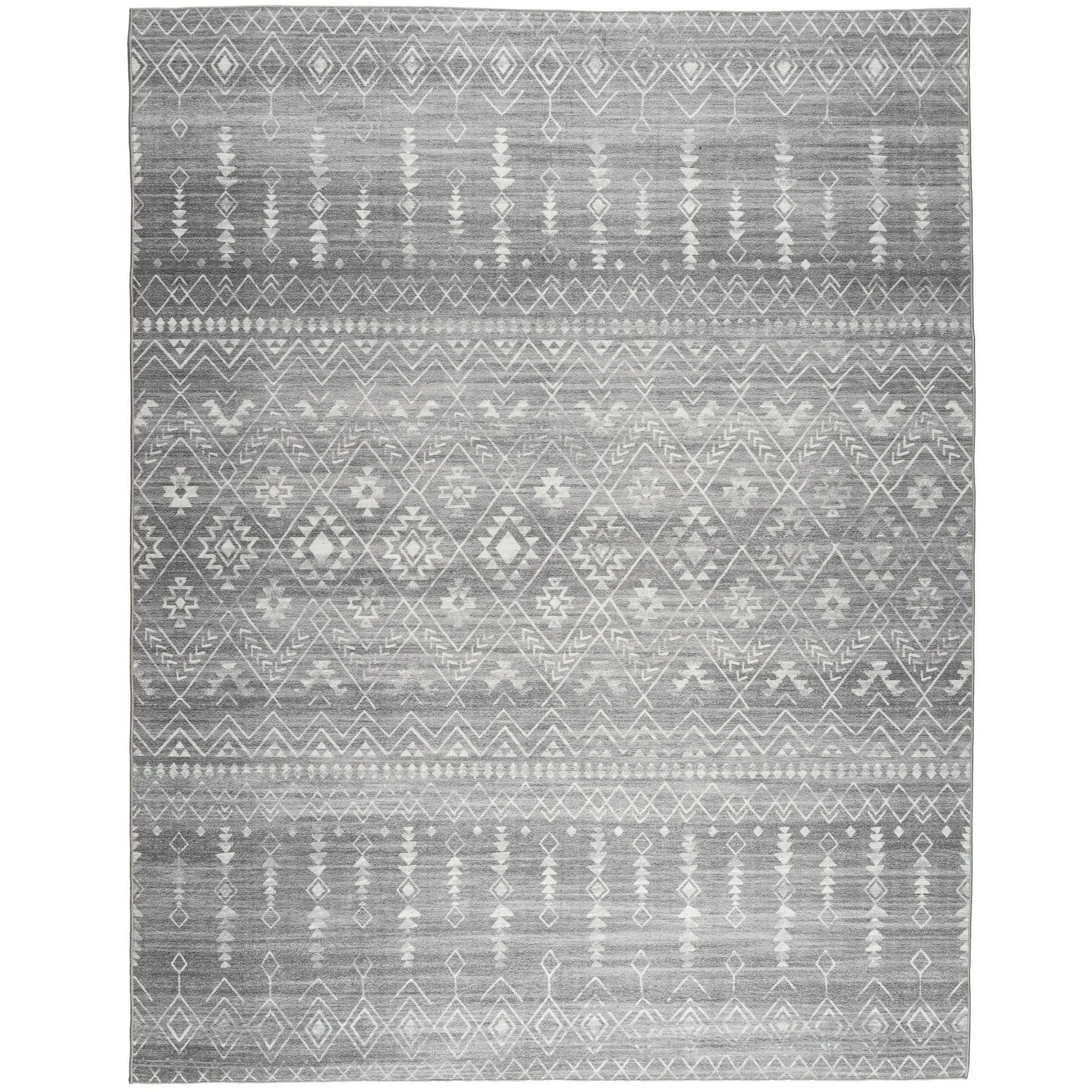 ReaLife Rugs Machine Washable Moroccan Gray Ecofriendly Recycled Fiber Area Runner Rug (5' x 7