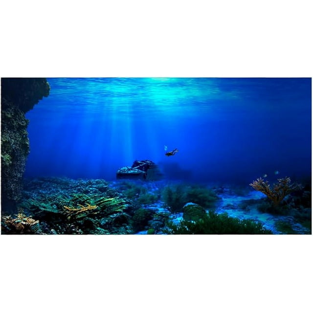 3D Aquarium Background 75 Gallon Tank,Aquarium Poste Fish Tank Background Aquarium Background Poster 3D Effect Adhesive Seaworld Poster