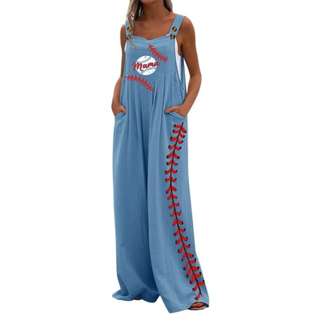 

Overalls for Women Loose Fit Funny Baseball Mom Jumpsuit Mother s Day Gift Vintage Wide Leg Baggy Bib Overalls