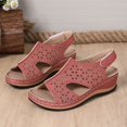 thumbnail image 6 of Women Hollow Out Breathable Sandals rthopedic Wedge Sandal Dressy Flat Open Toe Slingback Platform Espadrilles Sandals Casual Strappy Slip on Sandal Beach Anti-Slip Shoes, 6 of 9