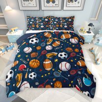 Manfei Cartoon Rugby Soccer Bedding Comforter Set, Basketball Player Twin Comforter Sets, Cartoon Football Soccer Reversible Bedding Set, Lightweight Room Decor, 2pcs