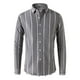 thumbnail image 1 of Camisas Para Hombre Manga Corta Blusa de camisa a rayas con solapa de manga larga informal de primavera y verano para hombre (Grey, 3XL), 1 of 3