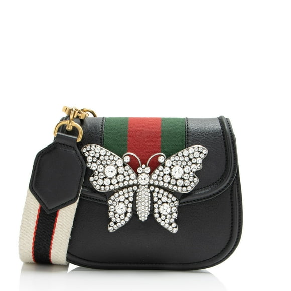 Pre-Owned Gucci Leather Crystal Butterfly Linea Totem Small Crossbody