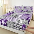 thumbnail image 3 of Homewish Cartoon Motorcycle Lover Full Size Sheets, Grey Purple Buffalo Patchwork Bed Sheets, Teens Kids Boys Girls Sheet Sets, Luxury Bedroom Decor, 4 Pieces, 3 of 7