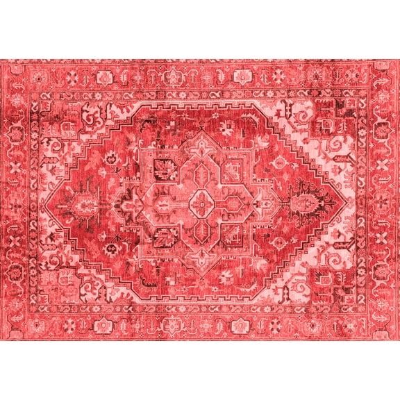 Ahgly Company Machine Washable Indoor Rectangle Persian Red Traditional Area Rugs, 5' x 7'