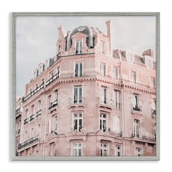 Stupell Industries Cottage Pastel City Building Gray Framed Giclee Art, 24 x 24, by LSR Design Studio