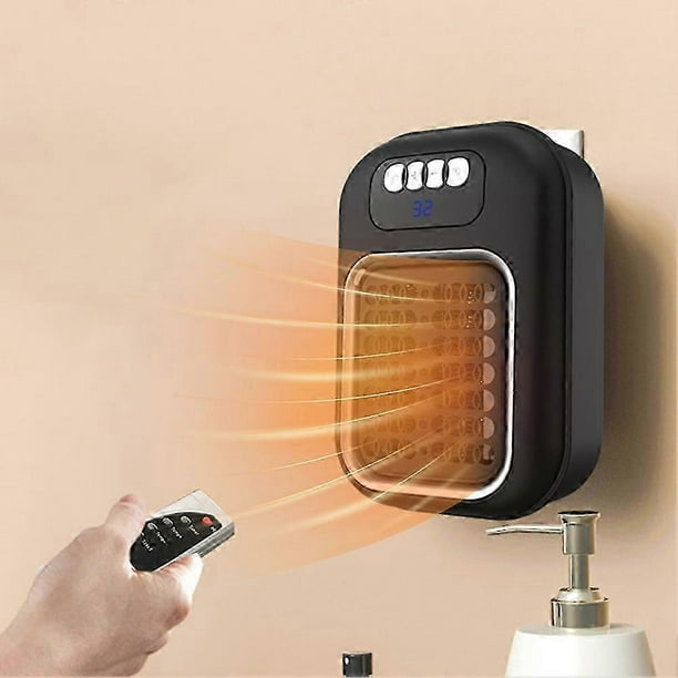 600W Mini Electric Heater with Remote Control - Wall-Mounted Space Heaters Quiet Energy-Efficient Warmer Fan for Office Bedroom