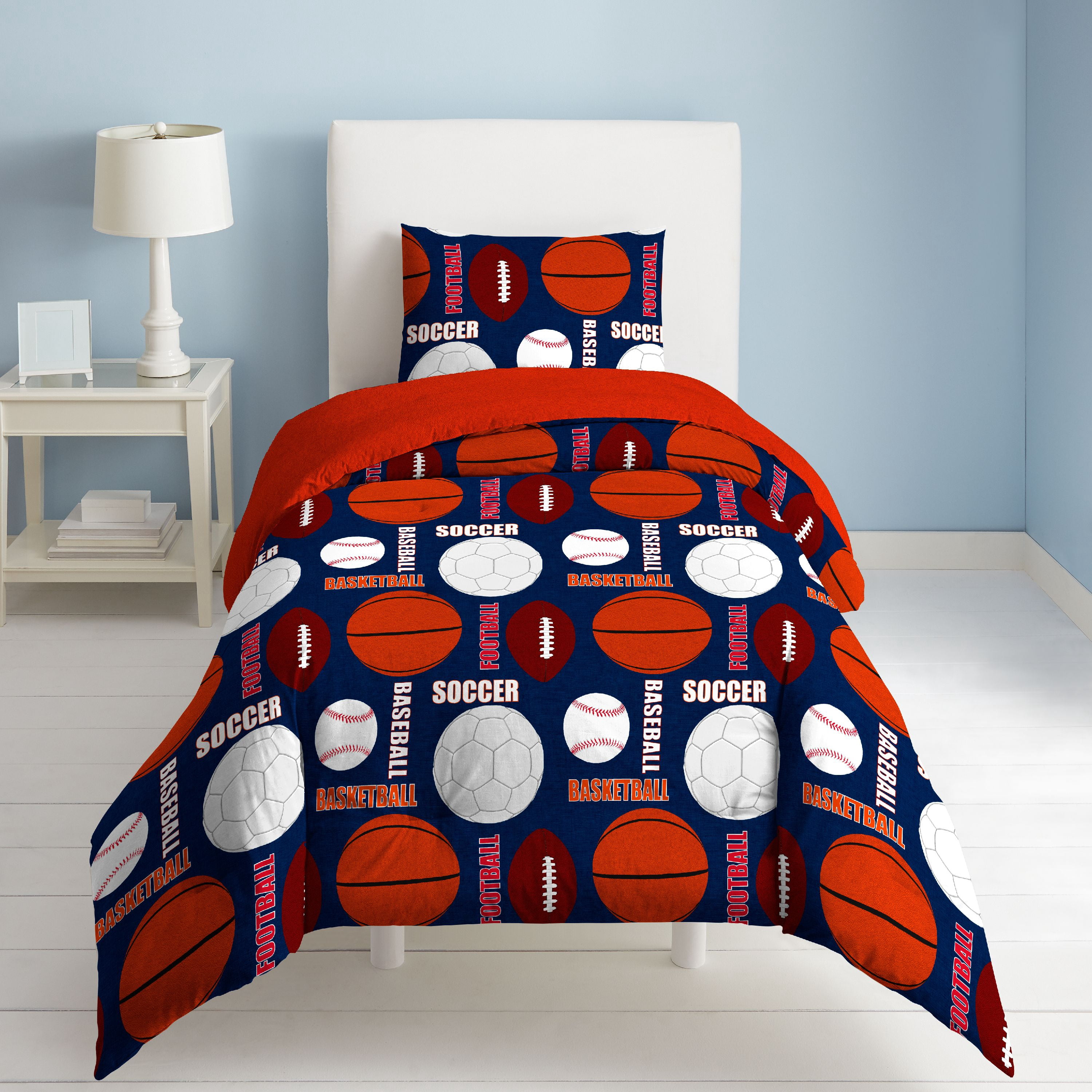 Dream Factory All Sports Full 7 Piece Comforter Set, Printed Pattern, Polyester, Microfiber, Navy