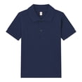 thumbnail image 3 of Domuza Kids Girls Polo Shirt Lapel Short Sleeve Casual Button Down T Shirt Comfy Soft Quick Dry Sport Golf Class Uniform-Navy 12-13 Years, 3 of 3