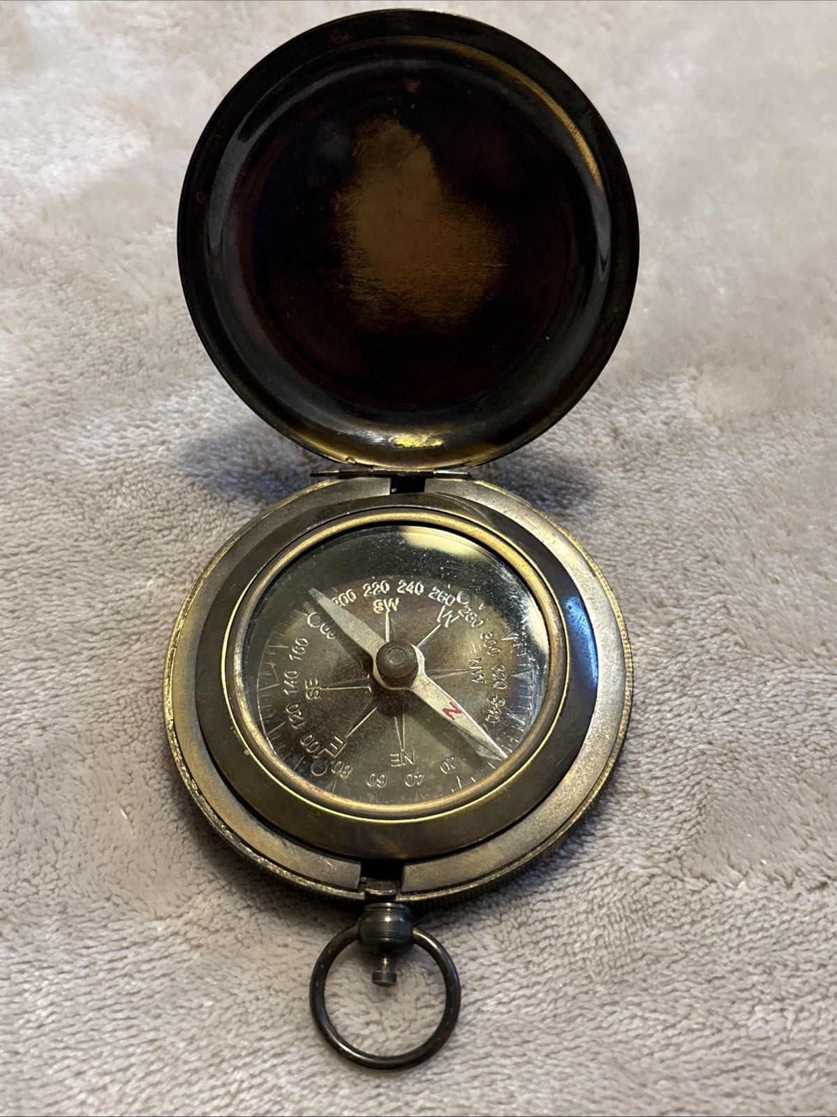 Solid Brass Push Button Pocket Compass Stanley London 1917 Ship, Reproduction