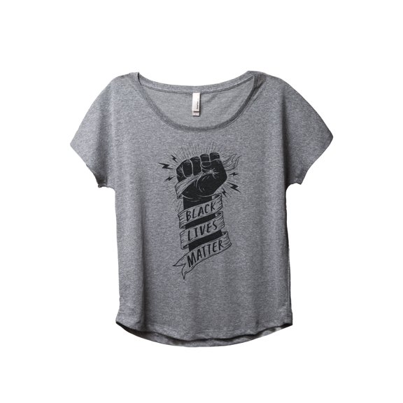 Black Lives Matter Women's Fashion Slouchy Dolman T-Shirt Tee Heather Grey 3X-Large
