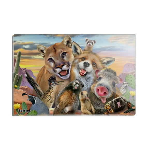 Southwestern Animals Selfie Cougar Fox Roadrunner Prairie Dog Rectangle Acrylic Fridge Refrigerator Magnet
