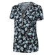 thumbnail image 4 of Pntutb Mujeres Damas Tallas grandes Estampado Cremallera Manga corta Cuello en V Suéter tops Camisa Pntutb Pntutb-4422, 4 of 6