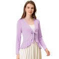 thumbnail image 1 of Cardigan Dobladillo Rizado RebeDe Punto Frente De CorbaPaMujeres Morado claro L, 1 of 4