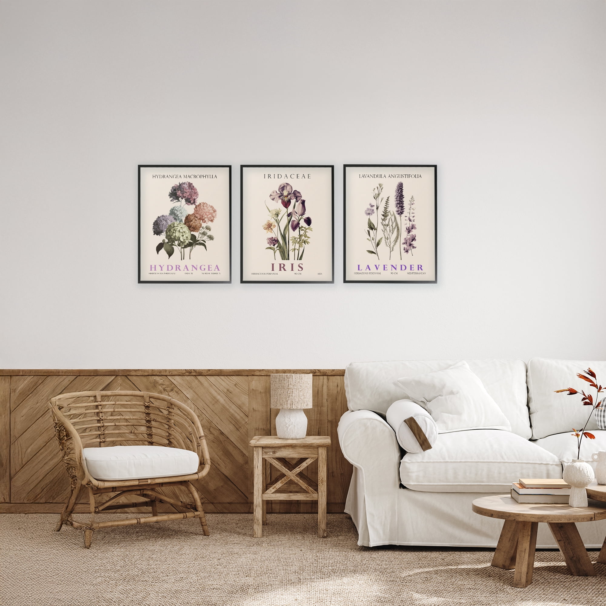 Stupell Industries Botanical Bundles & Sprigs 3 Piece Black Framed Giclee Art Set, design by Christopher Giampietro