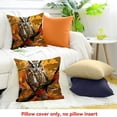 thumbnail image 4 of Creowell Decor Holiday Pillow Case Owl Theme for Home Sofa Couch Set of 1 - Soft Linen Material, Invisible Zipper Closure, Easy to Wash 18x18in, 4 of 5