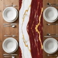 thumbnail image 6 of Red Marble Table Runner - 70 Inch Long, Kitchen Dining Table Runner Dresser Scarves, Luxury Gold White Abstract Cracks Artwork Farmhouse Decor for Coffee Tables Wedding Party Banquet, 6 of 8