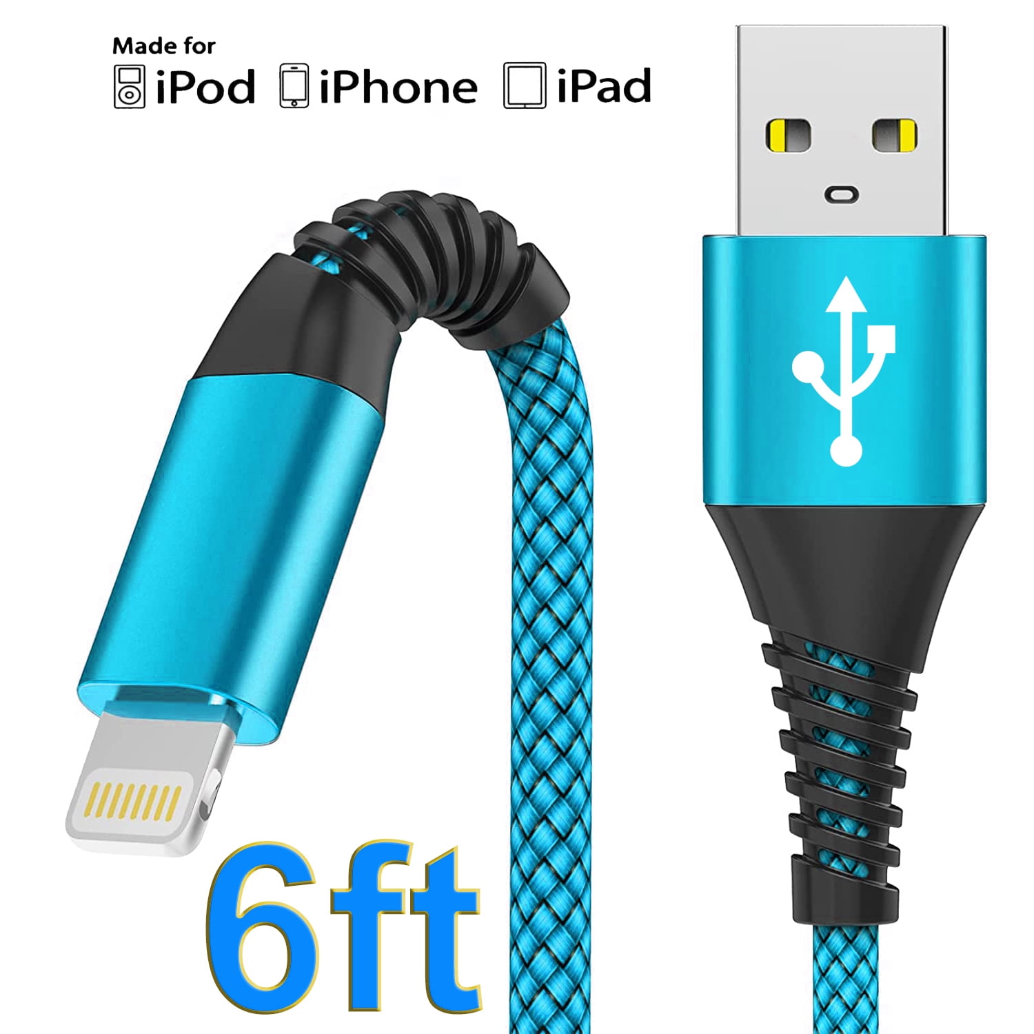iPhone Charger Cord 6 ft, XUDUO Long Lightning Cable Strong Nylon
