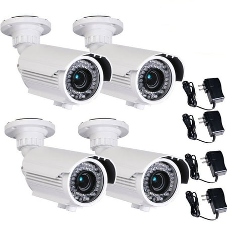 VideoSecu Outdoor Indoor 4 Pack Built-in 1/3” Sony Effio CCD Security Camera IR Day Night 700TVL 4-9mm Varifocal 42 LEDs with 4 Power Supply b6w price history on PriceWatchPro