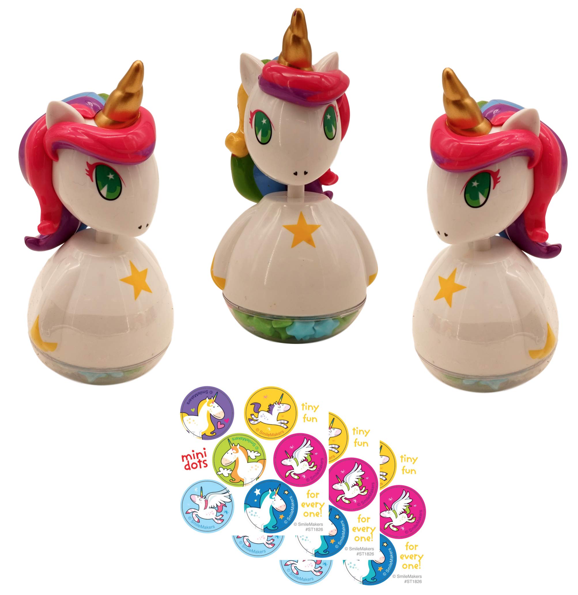 Rainbow And Unicorn Bobbleheads With Candy Stars (3 Bobbleheads, 3