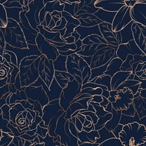 MuralsPrint Dark Navy Blue  Daffodil  Blossom Peonies Removable Wallpaper - 24'' inch x 10'ft