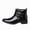 Black, variant on Men's Crocodile-Embossed Patent Leather Chelsea Boots with Double Buckle Strap, Low Heel Pointed Toe Cowboy Boots