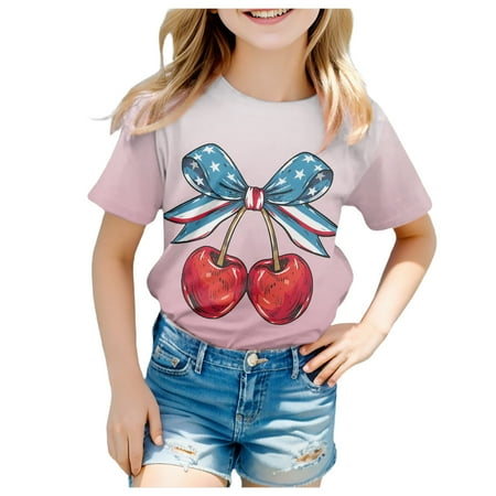 

Summer Girls T Shirt Baby T Shirt Girls Short Sleeve Tee Summer Crewneck T Shirt Casual Fit Basic Shirts Cute Top For Girls 12-13 Years