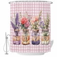thumbnail image 2 of Valentines Flowers Waterproof Fabric Shower Curtain,Watercolor Floral Botanical Pink Plaid Waterproof Fabric Shower Curtain for Bathroom Curtains Bathtubs Shower Curtains with 12 Hooks Long 72x78in, 2 of 8