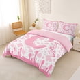 thumbnail image 2 of jejeloiu Bowknot Pink Monogram C Queen Duvet Cover Set For Girls,Ice Cream Cow Print Western Cowgirl Boots Bedding For Kids,Pink Reversible,3 Pieces(No Comforter), 2 of 6