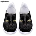 thumbnail image 1 of Zapatos para mujer, lindos zapatos planos sin cordones con estampado 3D de gato negro, zapatos transpirables para mujer para primavera/otoño, zapatos suaves antideslizantes, 1 of 5
