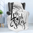thumbnail image 4 of Fourth of July Soft Flannel Fleece Blanket, Pattern of Happy 4th of July Cursive Typography with a Ribbon, Cozy Plush for Indoor and Outdoor Use, 70" x 90", Charcoal Grey and White, by Ambesonne, 4 of 5