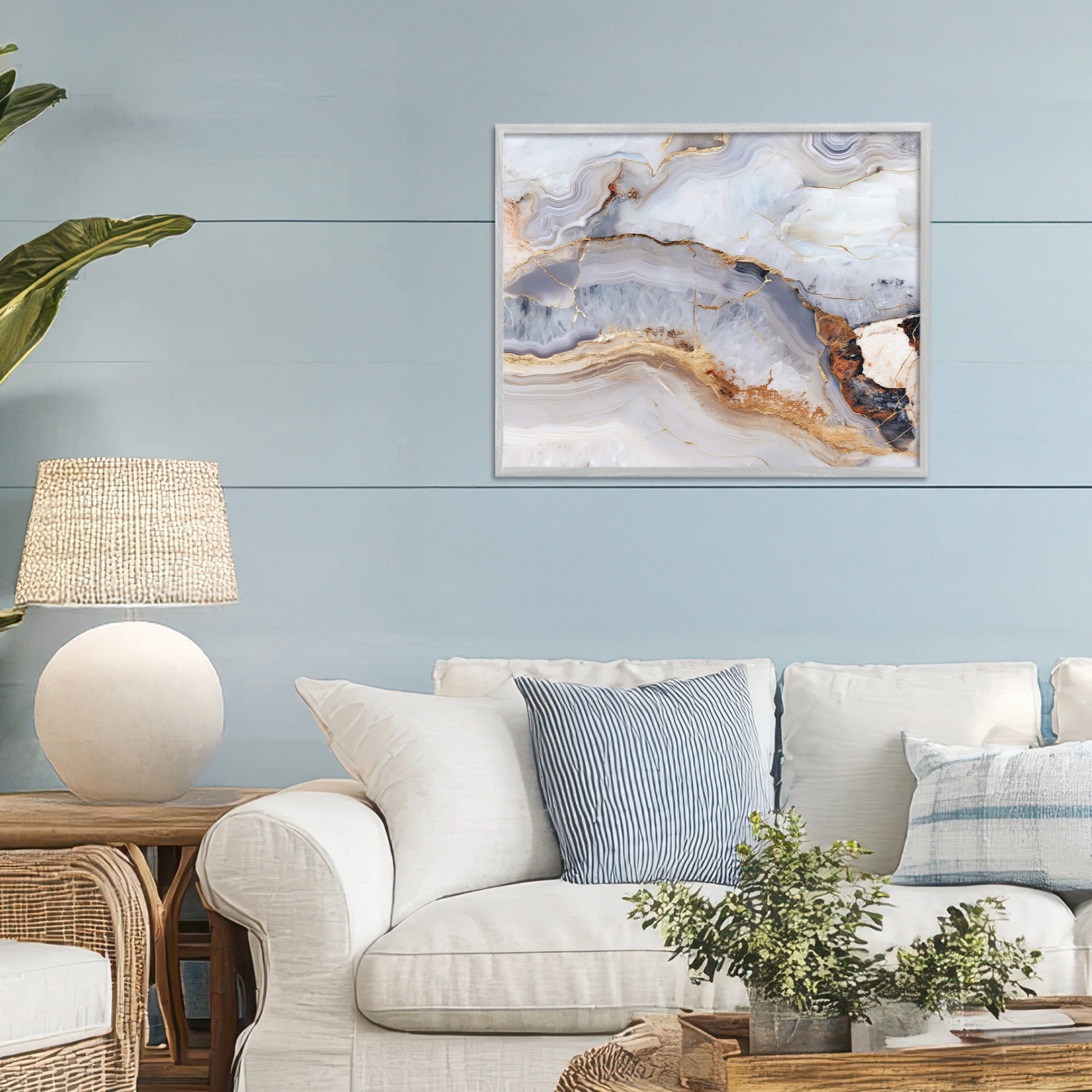 Stupell Industries Marbled Gold Stone Gray Framed Giclee Art, design by Svetlana Aleynikova