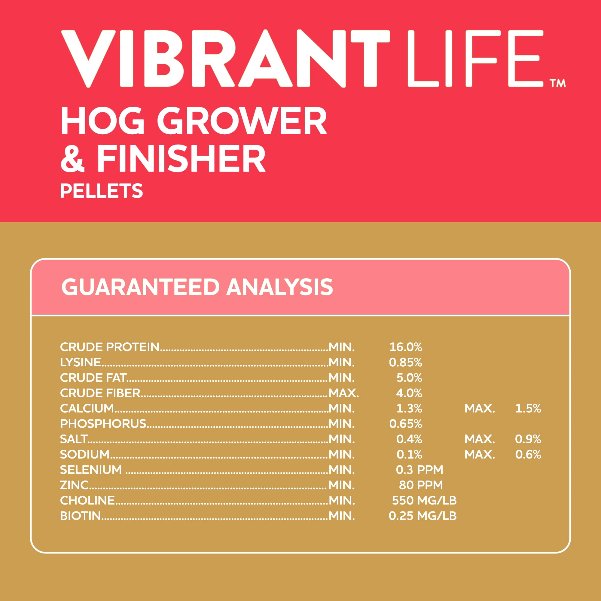 Vibrant Life Hog Grower & Finisher Pellet Feed, 40 lb Bag