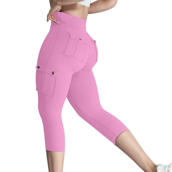 jjayotai Womens Long Pants Clearance Womens Casual Solid Elastic High Waist Lifting Leggings Outdoor Fitness Running Climbing Flap Pocket Yoga Pants